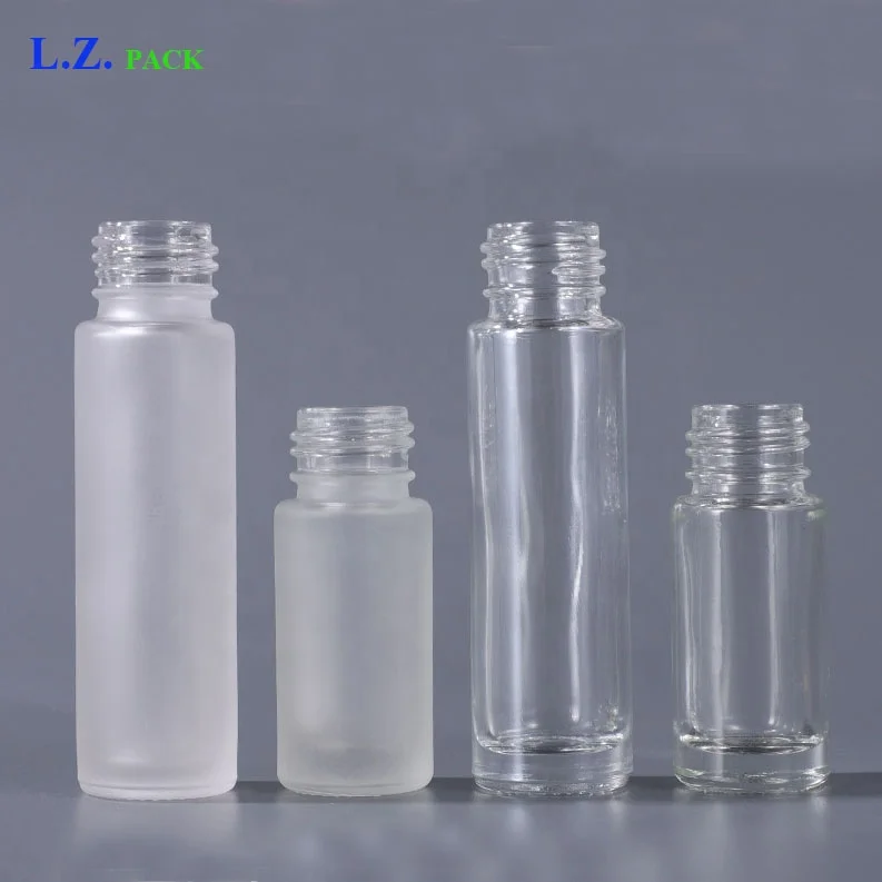 LZ Pack Low MOQ 100pcs 5ml 10ml Frosted Eye Roller Bottle Custom Private Label Glass Essential Perfume Oil Roller Bottle