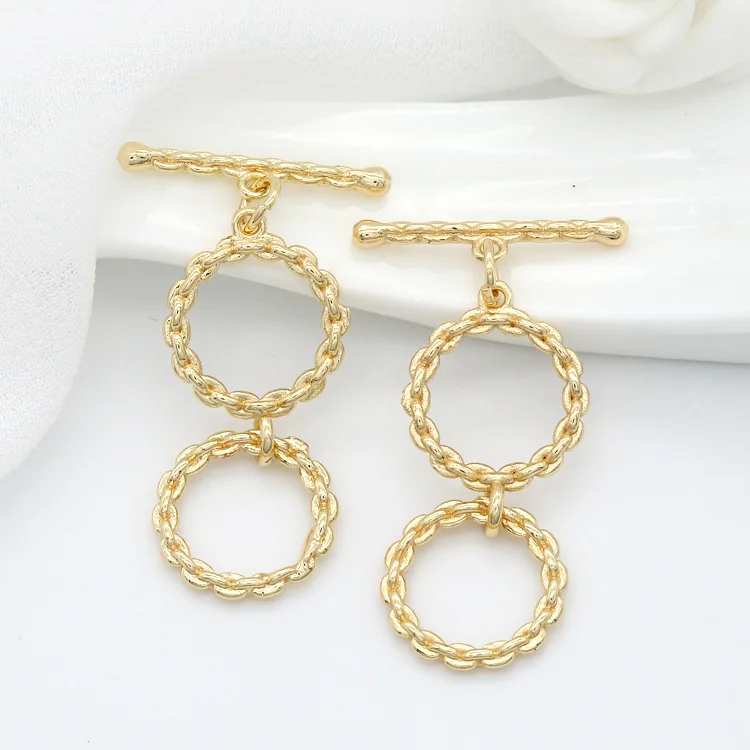 
New Design Necklace Bracelet Fashion Accessories Manufacturer Brass 14K Gold Plated OT Toggle Clasps for Jewelry Making 