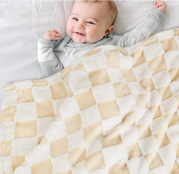 Желтое Клетчатое одеяло-супер мягкое трикотажное дышащее одеяло теплый уютный пушистый легкий диван для четырех сезонов