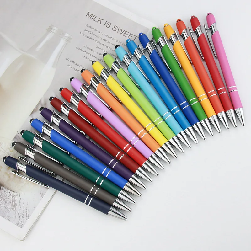 Plastic metal button press pen Aluminum rod touch ballpoint pen Mobile phone touch screen handwriting stylus