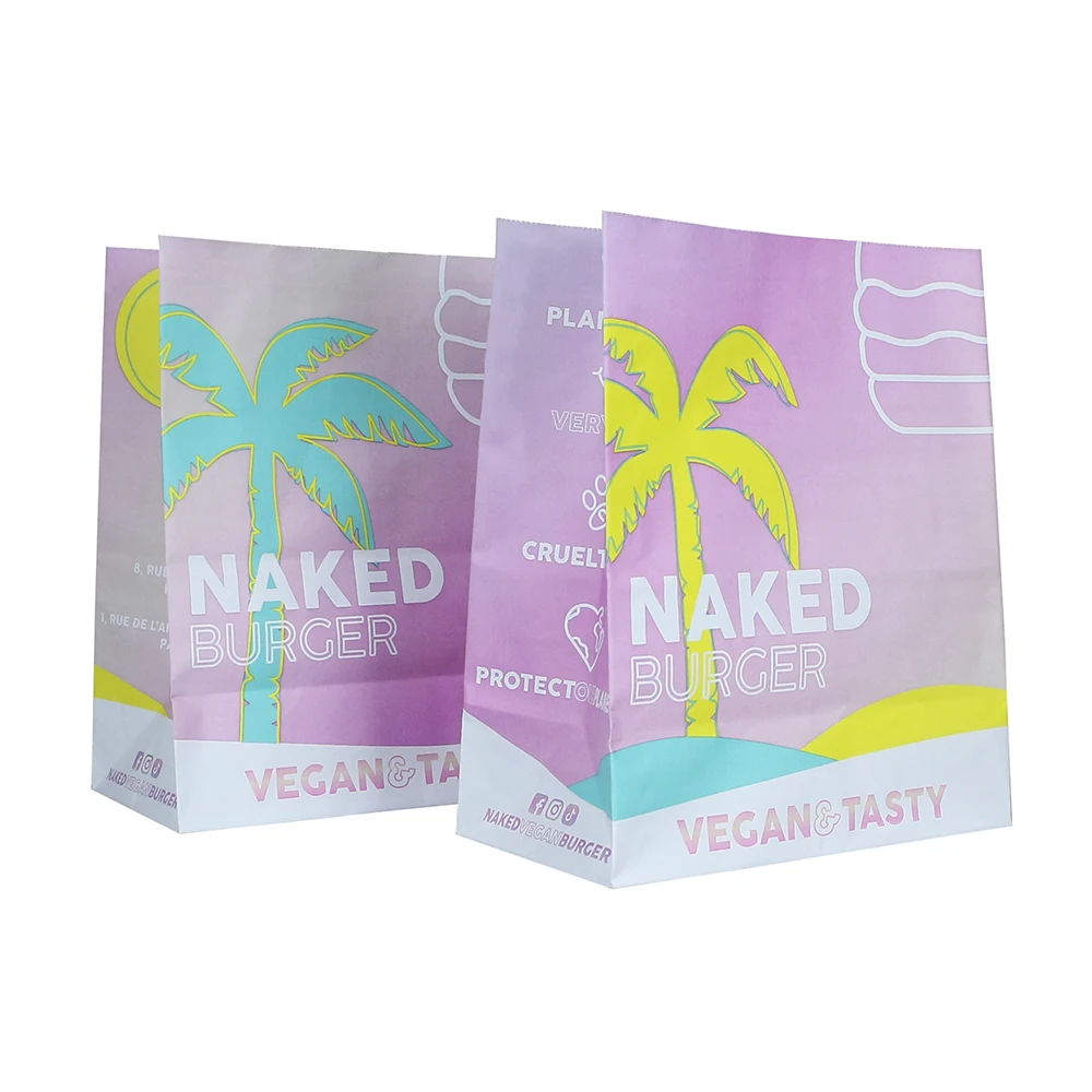 Reusable Stand-Up Pouch Made from Food Grade Kraft Paper Bag with Gravure Printing for Burger Food Packaging