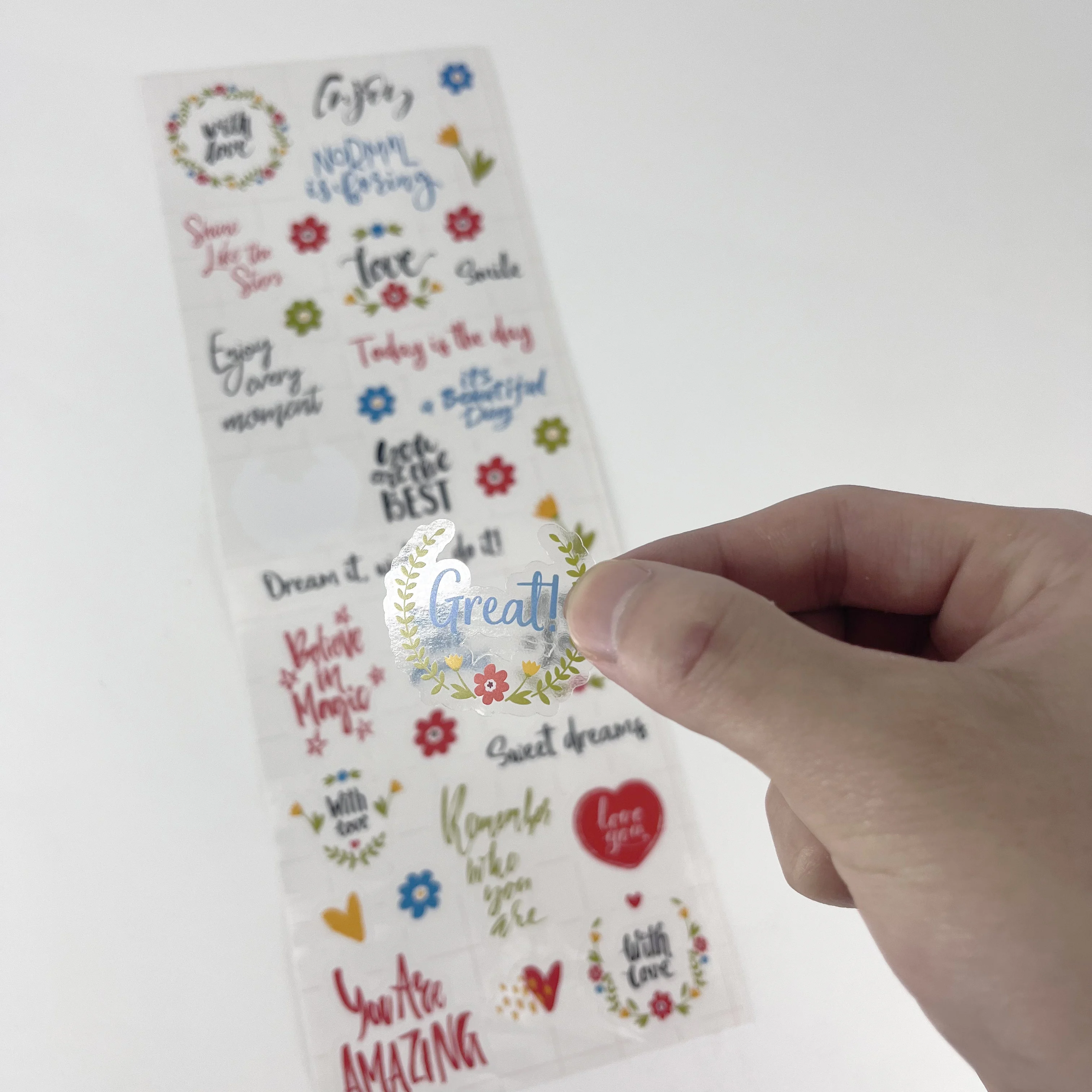 Custom DIY PVC Stickers Encouraging Signs PVC Sticker for Children Diary Decoration