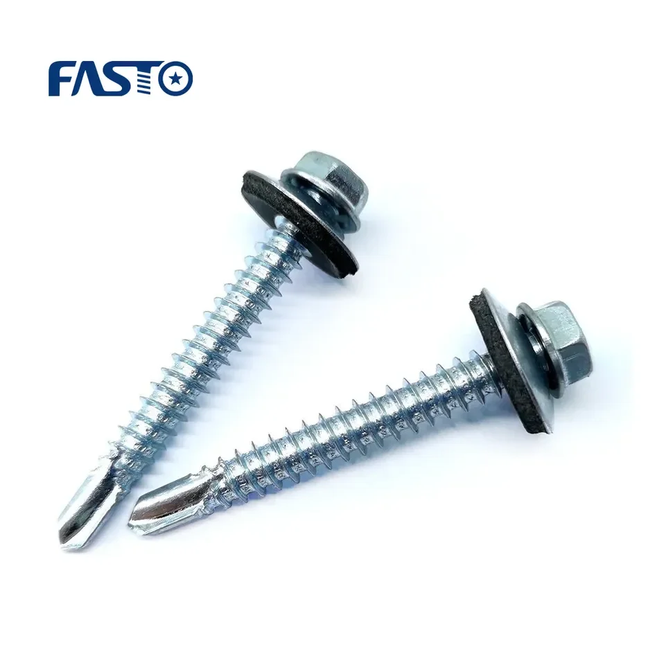 Fasto большая акция M4.8 M5.5 M6.3 гальванизированная стальная Шестигранная головка самосверлящий винт со скрепленной шайбой для кровли
