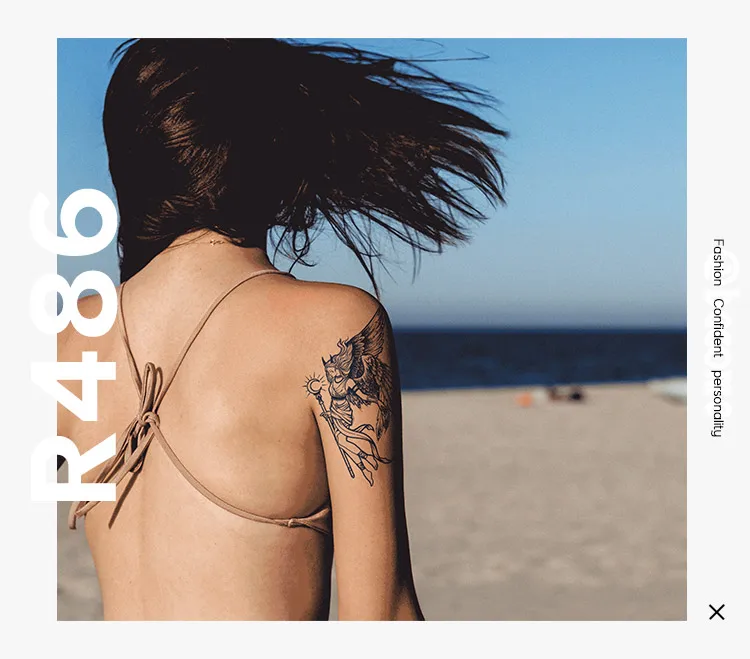 SHxIN Wholesale Custom angel arm back gardenia extract temporary tattoo sticker for women fake waterproof semi permanent tattoo