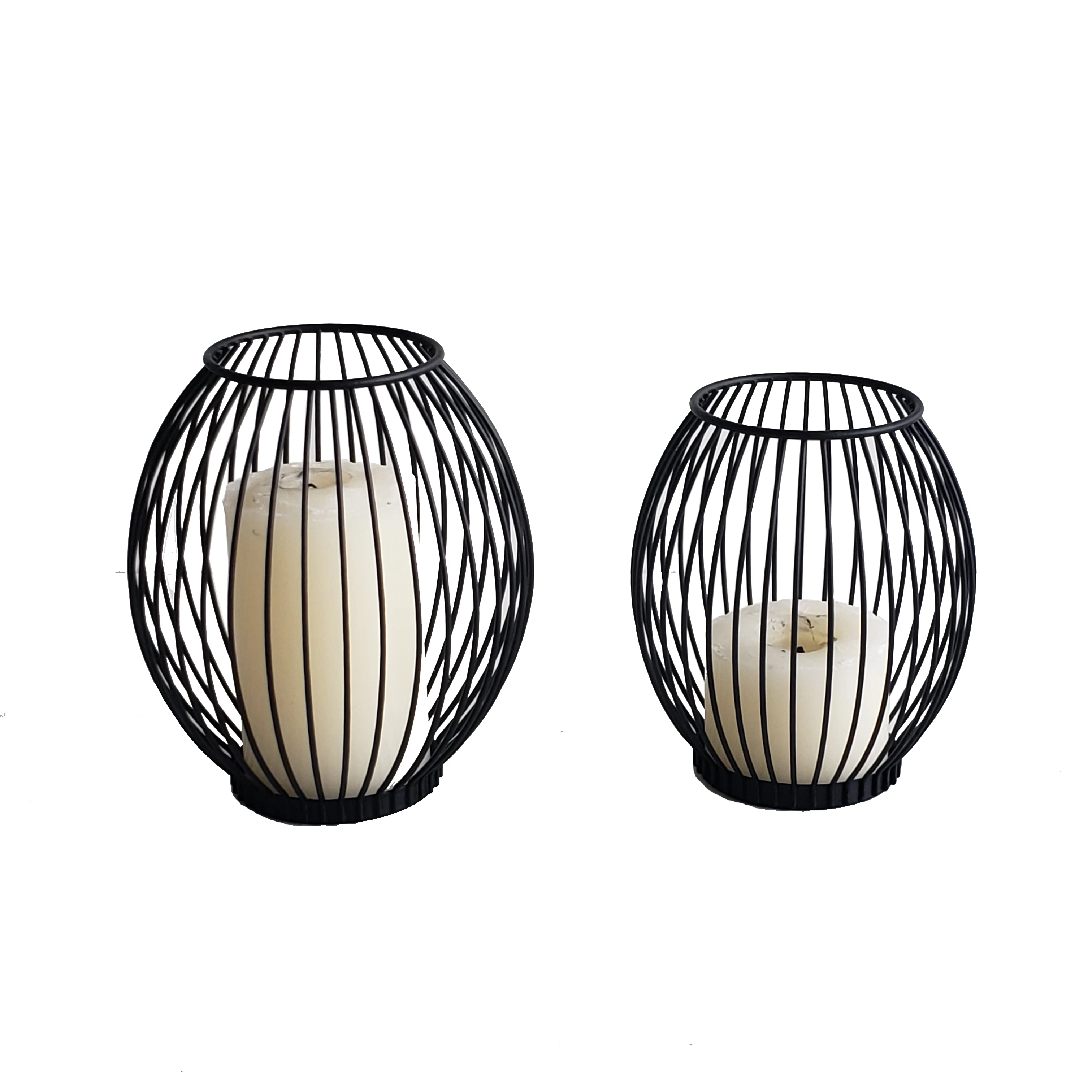 Metal Hollow Out Black Articles Home Decor Gifts Candlestick Lanterns Decorative Metal Candle Stick Holders