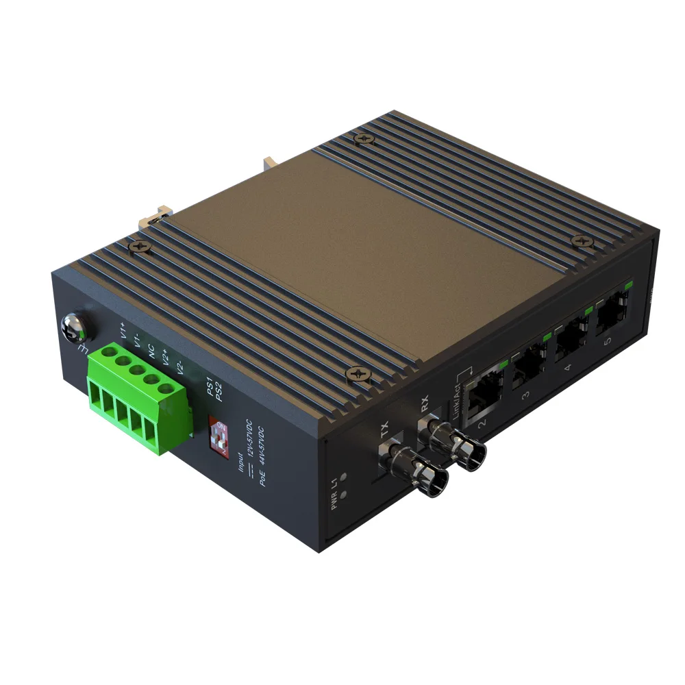 4 Ports POE RJ45 1 Port 1*9 5-Port 1000M Industrial POE Switch DC 44-57V 60W Unmanaged Ethernet Switch