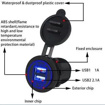 Популярный автомобильный адаптер зарядного устройства 12v 3.1A Dual USB розетка