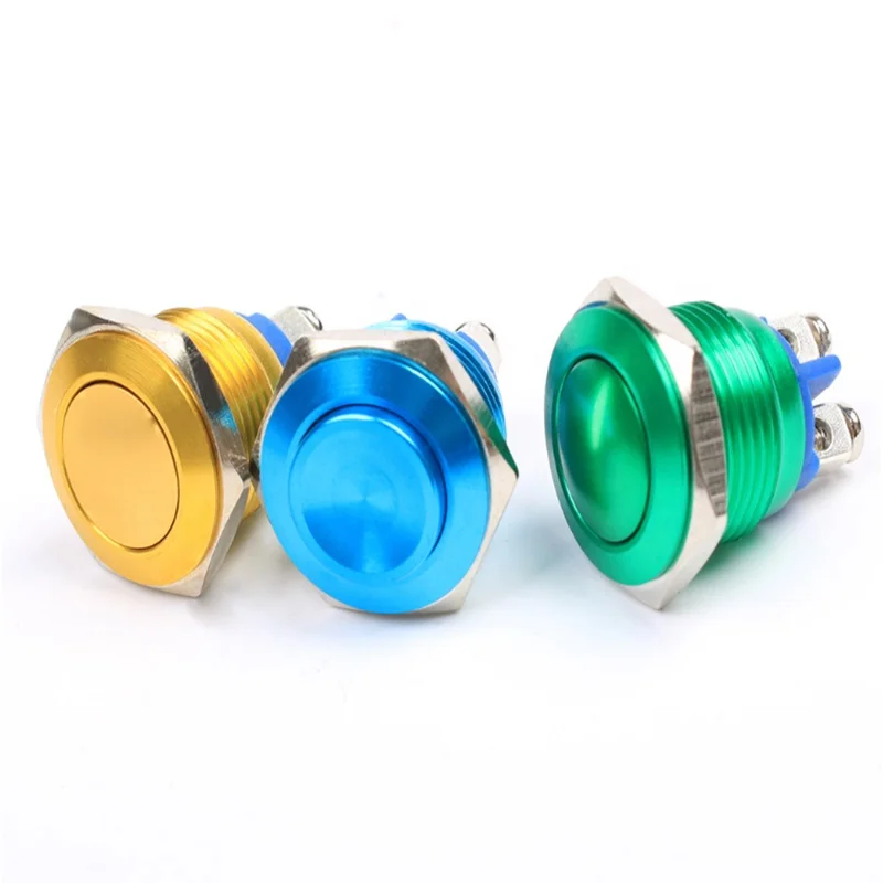 Metal brass Push Button Switch Momentary Button Switch domed/flat/high round Momentary button screw terminal waterproof