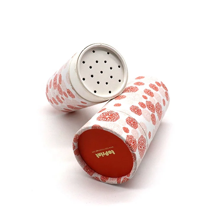 Customized Loose Powder Cardboard Cylinder Container Round Sifter Jar 50G Paper Tube With Sifter