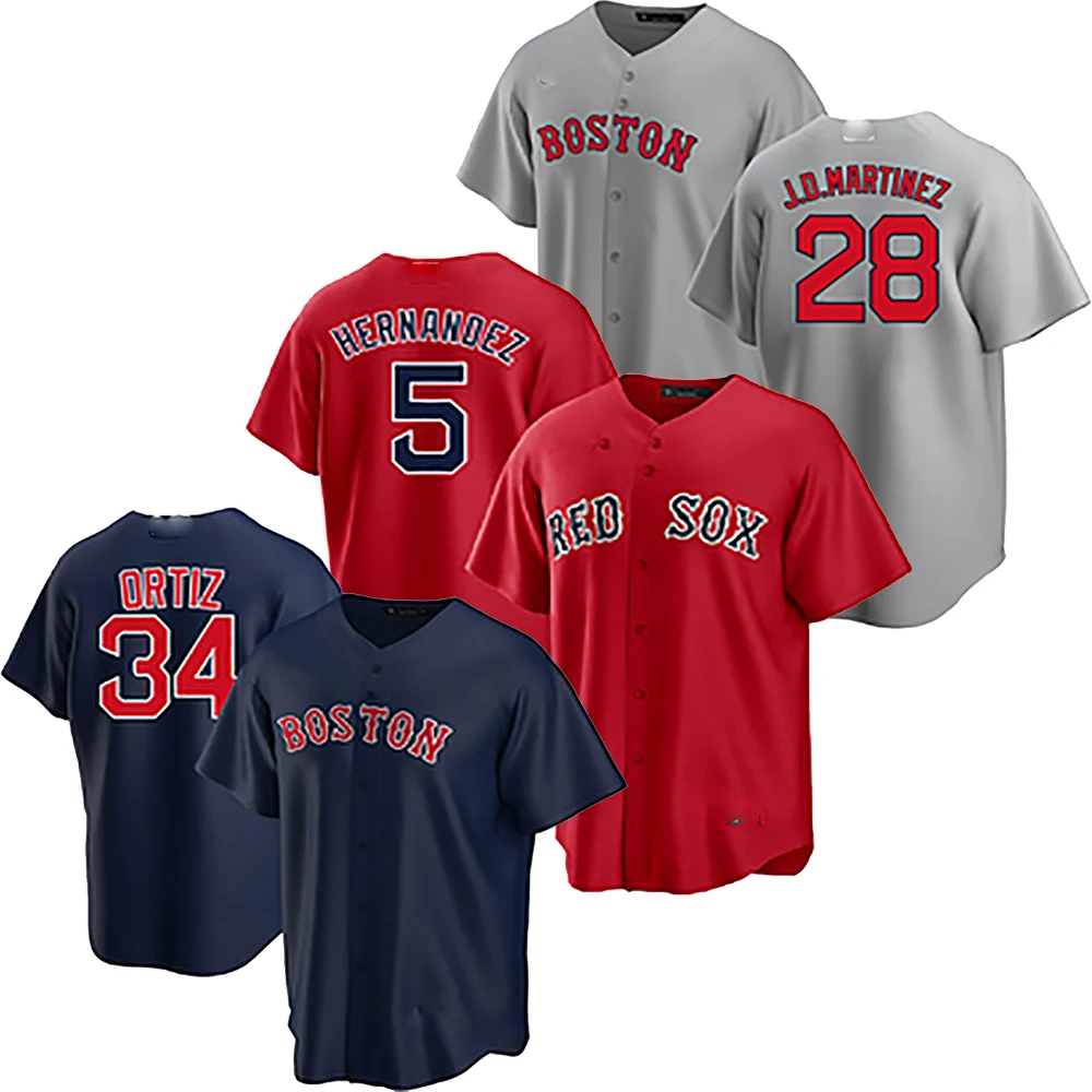34 ORTIZ boston red sox Baseball Sports Uniform 28 J.D.MARTINEZ Shirt Men Sports Tee Jerseys 5 HERNANDEZ Shirts Wholesale