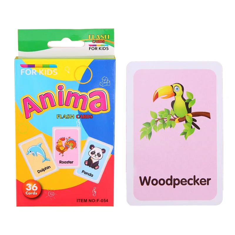 Custom printed paper flash cards/cognitive cards animal memory game cards for children