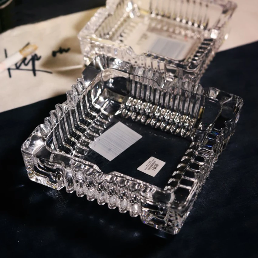Glass Ashtray living room Home Accessories Bar office hotel large Custom logo Square Small Glass Ashtray