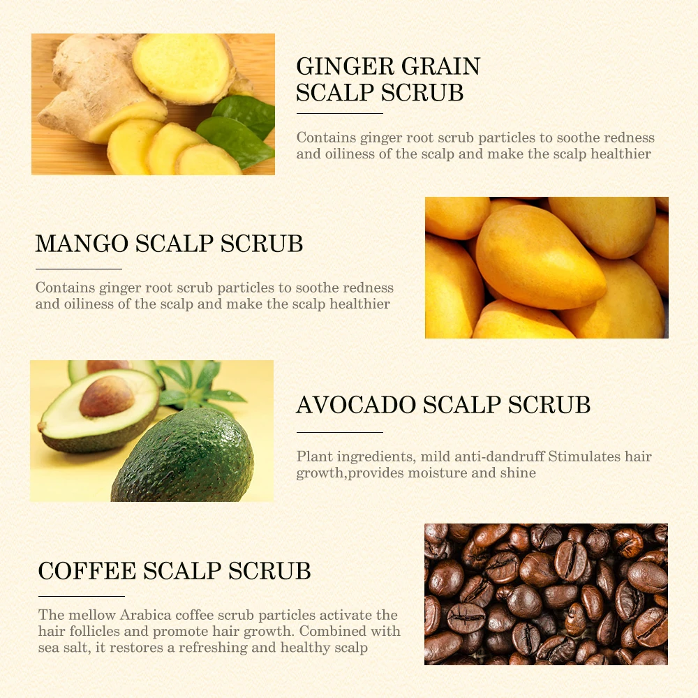 Custom Logo Private Label Dandruff Scalp Exfoliator Scrub Set,Clarifying Sea Salt Shampoo Hair Scalp Scrub