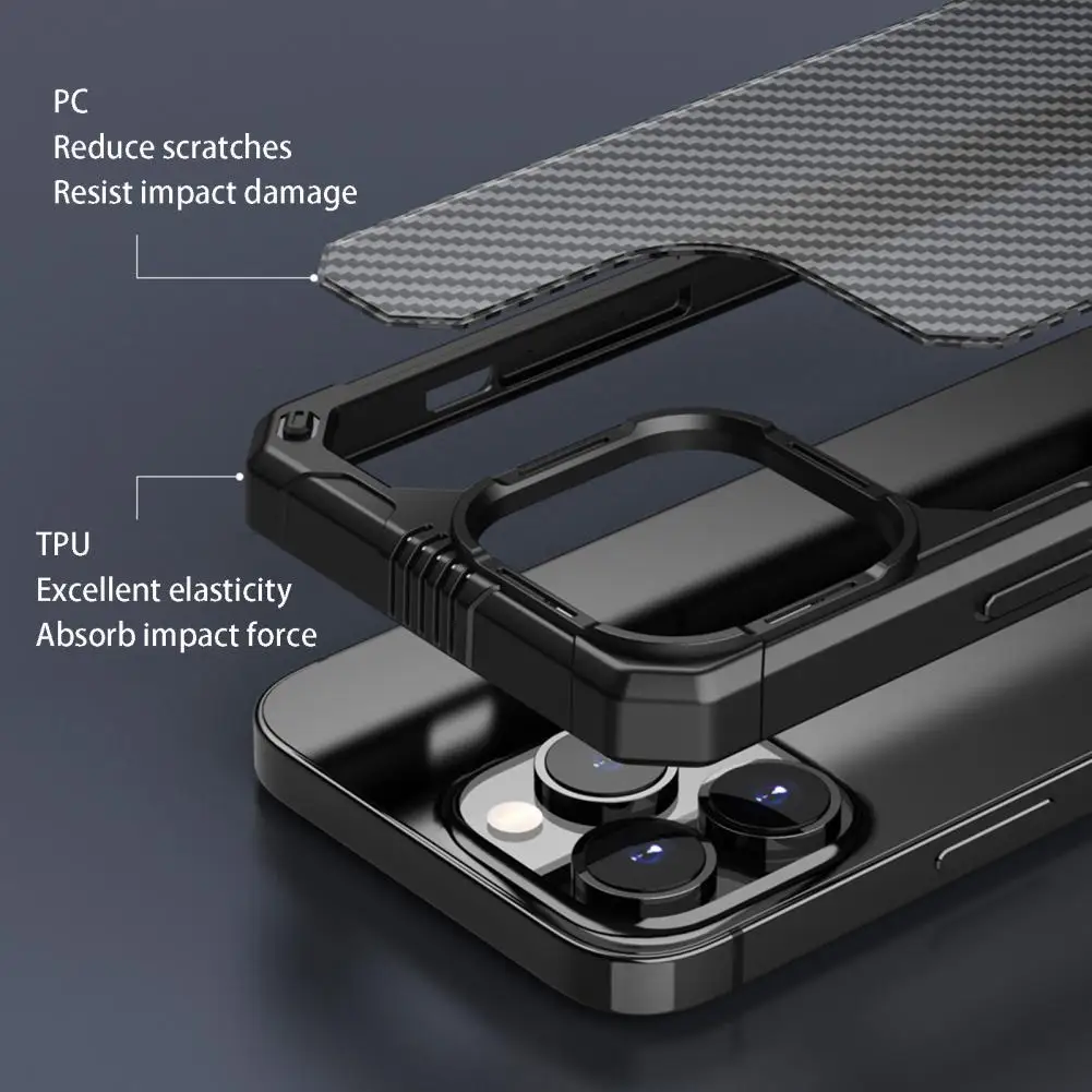 Carbon Fiber Phone Case Anti-drop High Toughness Anti-crack Detachable Explosion-proof Mobile Phone Cases for iPhone 14/14Pro/14
