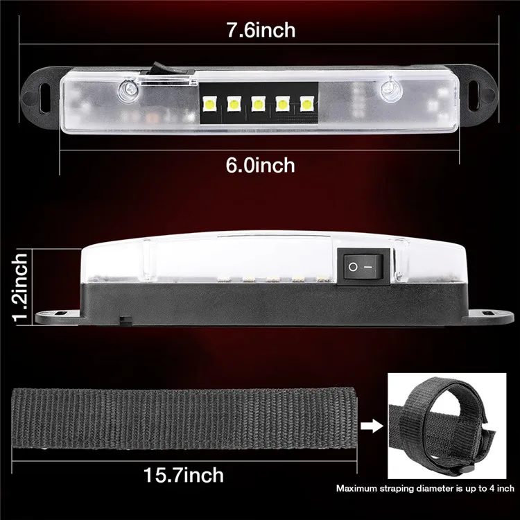 Universal Roll Bar Mount Up To 4 Inch Megnet Adsorbed Utility Interior Light Battery Powered Led Strip Light For The Outdoor