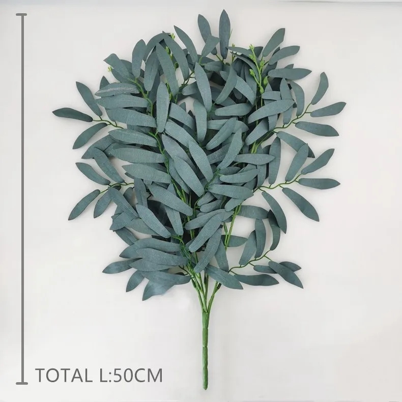 Artificial leaves stems branches plastic eucalyptus leaves pick plastic faux greenery plant branches