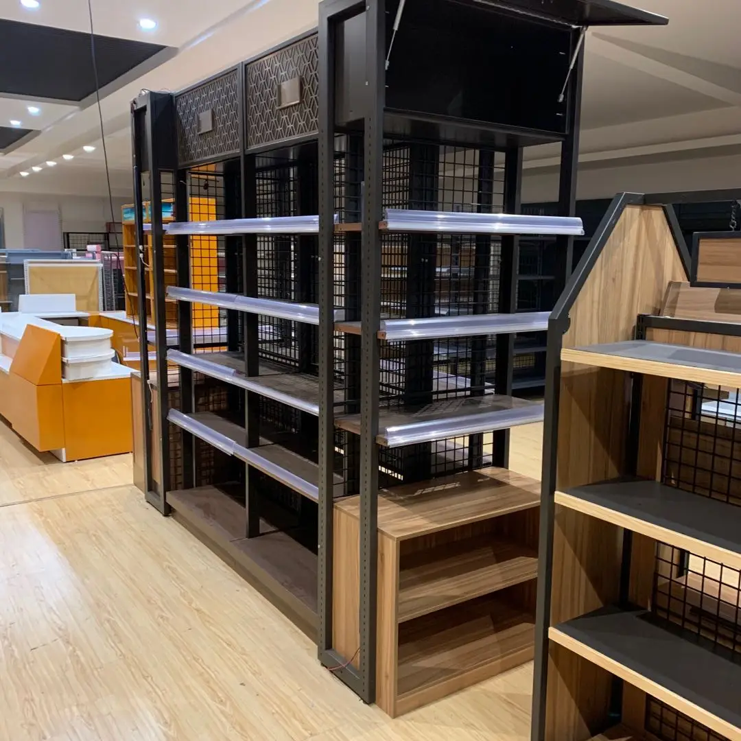 
Versatile Design Boutique Shop Display Wooden Gondola Shelving 