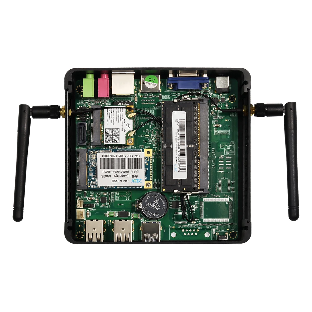  Мини-ПК без вентилятора In-tel Ce-leron J1900 Win10 Linux HTPC неттоп 5xUSB H D VGA 300 Мбит/с Wi-Fi NUC Компактный