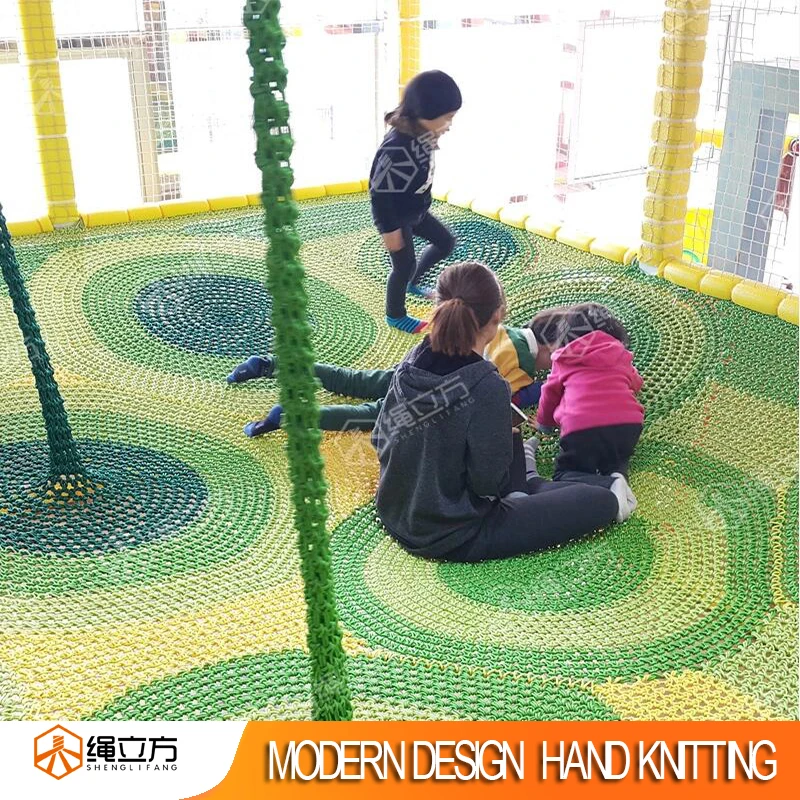
ROPECUBE rainbow rope nets playground children climbing rope net indoor play park indoor trampoline park 