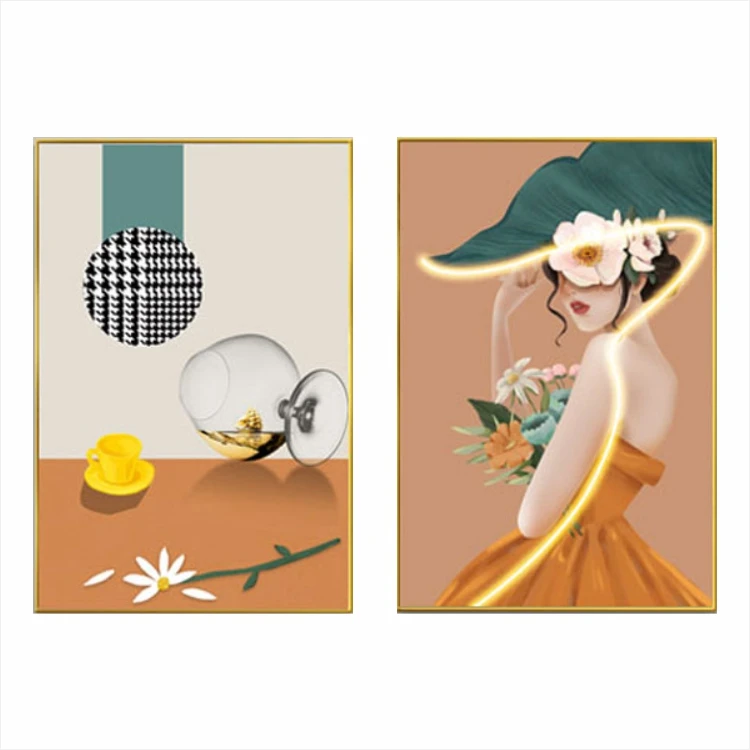 Hot Selling Modern Abstract Restaurant Kitchen Oil Painting on New Environmental Material Wall Frame