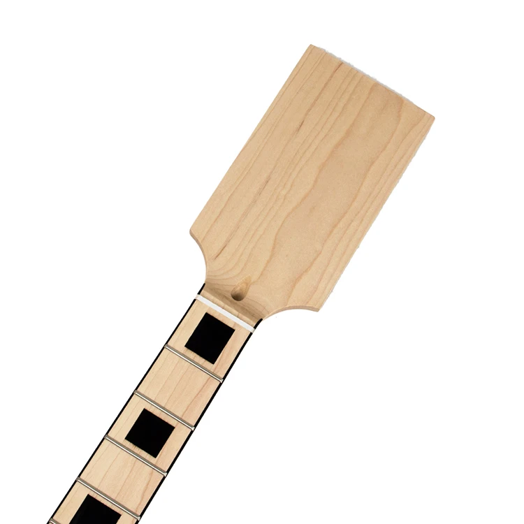 Yasen Unfinished Guitar Neck Replacement Black Block Canada Maple 24 Fret Guitar Neck with DIY Paddle Head