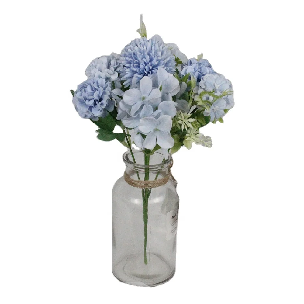 Lusiaflower высокое качество заводская цена комплект из 5 вилок цветов гортензии и хризантемы для домашнего свадебного декора
