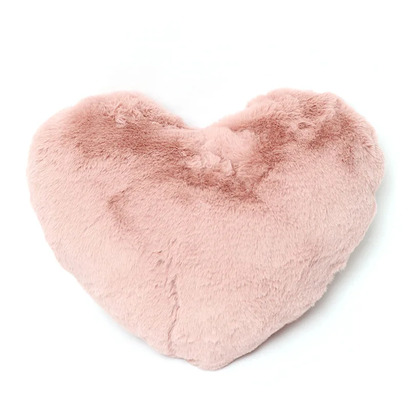 Wholesale Faux Rabbit Fur Heart Shape Cushion, Heart Shaped Pillow Heart Cushion, Heart Pillow