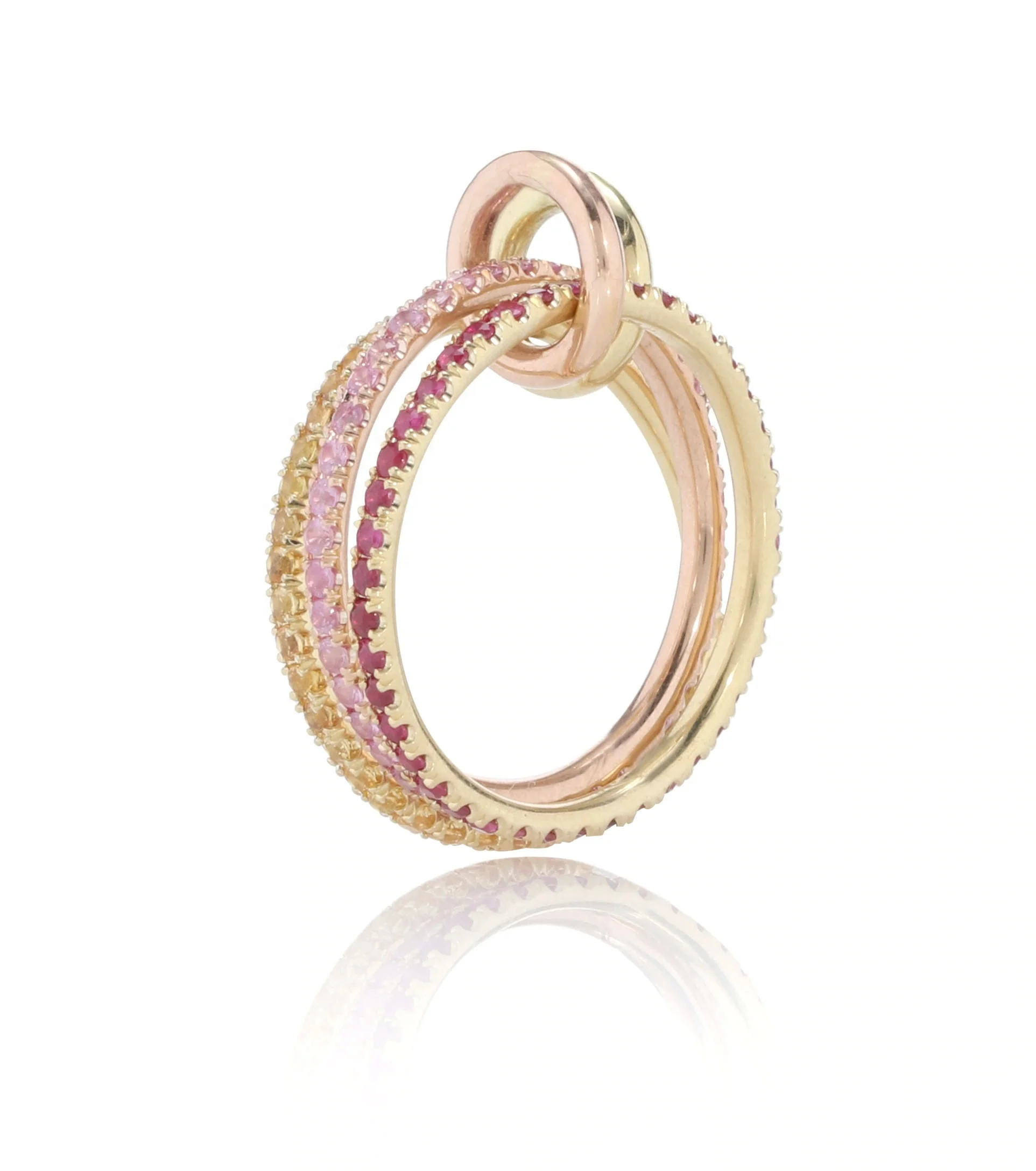 LOZRUNVE 925 Sterling Silver Trendy Jewelry China Cubic Zirconia Gold Vermeil Triple Layer Ring