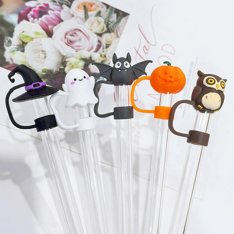 Halloween Straw Toppers Custom 3D Food Grade Silicon High Quality Straw Toppers