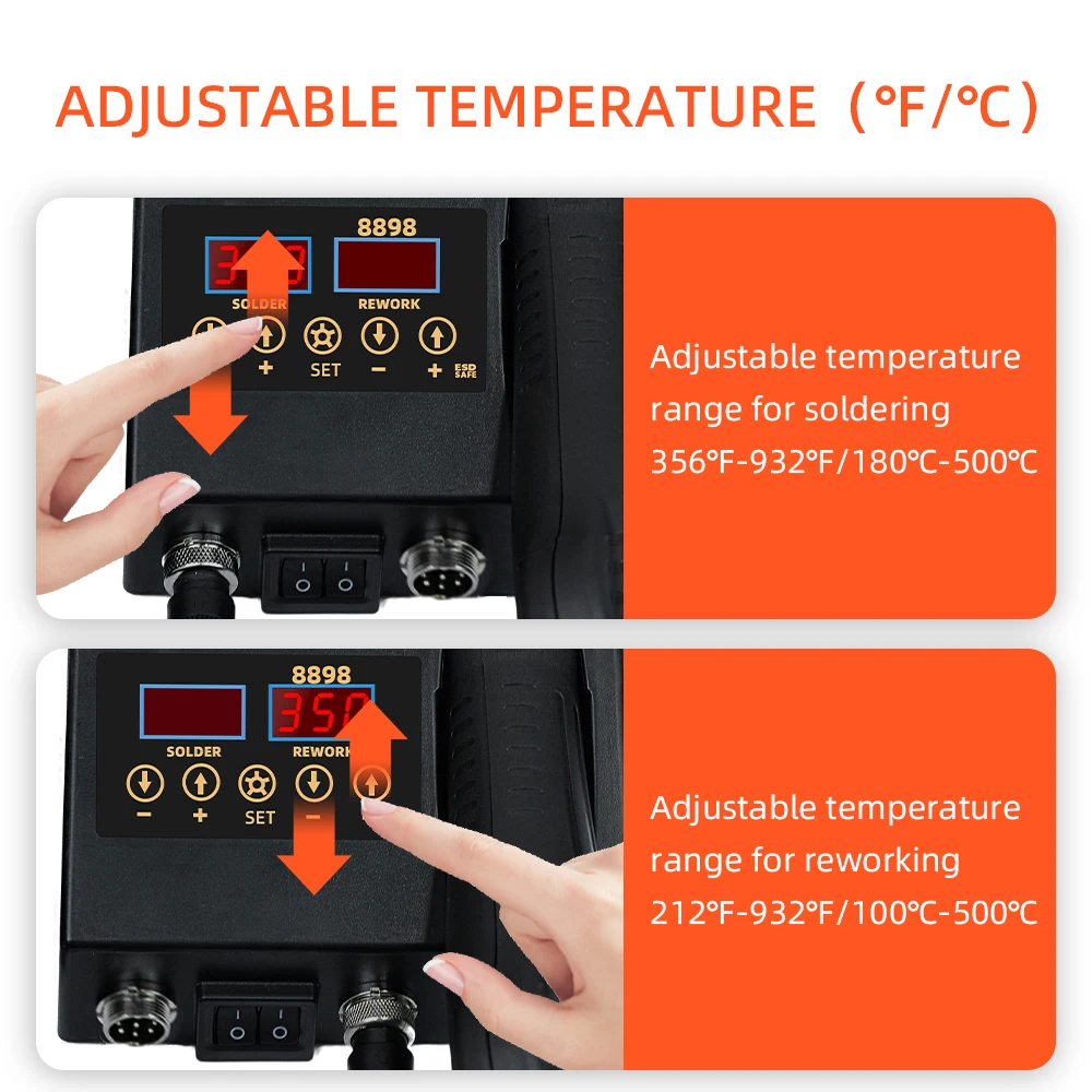 2024 8898 SMD Rework Multi-functional Soldering Station Soldering Iron Heat Gun with Adjustable Temperature and Air Volume