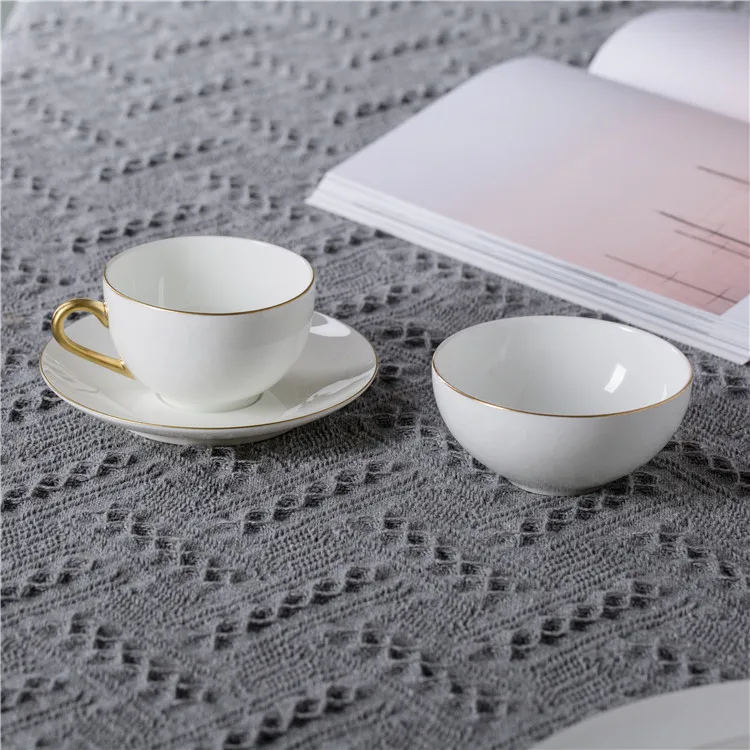 Elegance nordic white color gold rimmed  luxury porcelain tableware for weddings