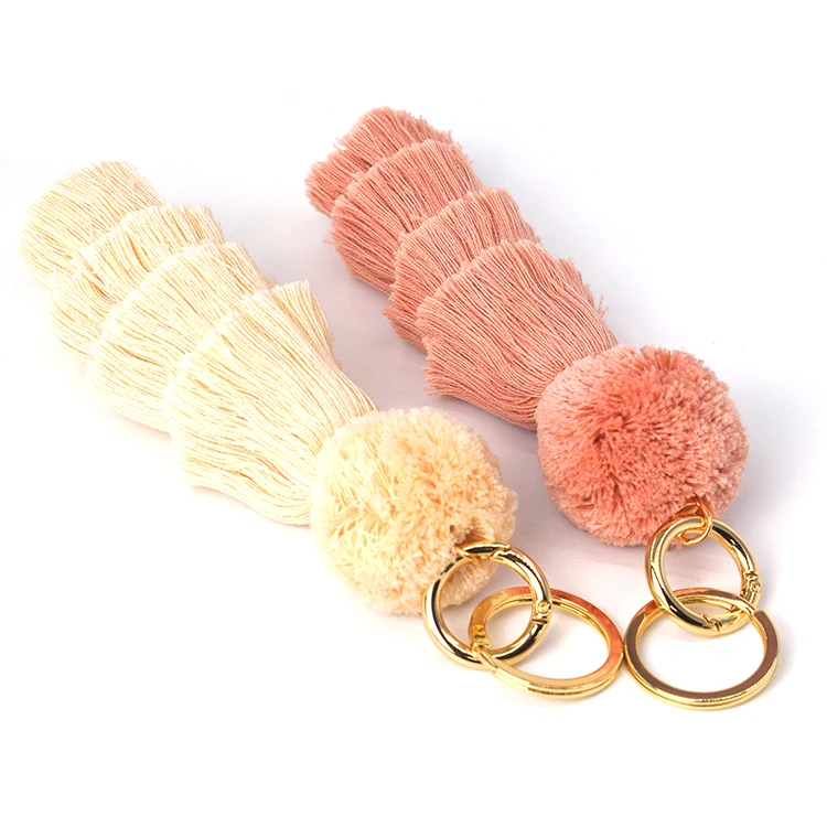 12cm Red pompom tassel in cotton for handbag & Colorful pompom tassel keycchain for tote bag