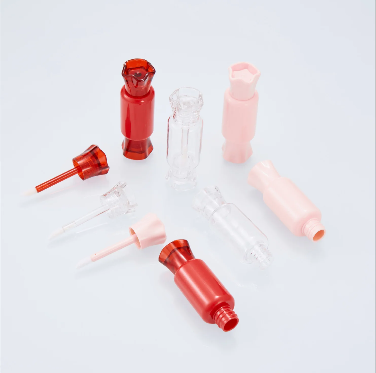 8ml Pink Red  Candy Lip Gloss Tubes Empty Lip Gloss Containers Clear Lip Balm Bottle with Stoppers For Women Girls