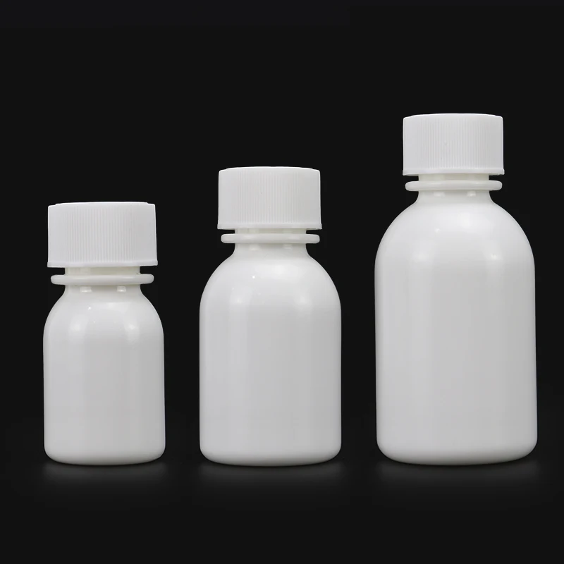 30ml 60ml 100ml PE Laboratory Grade Reagent White Plastic Sealing Liquid Medicine Screw cap Medication Vials Bottle