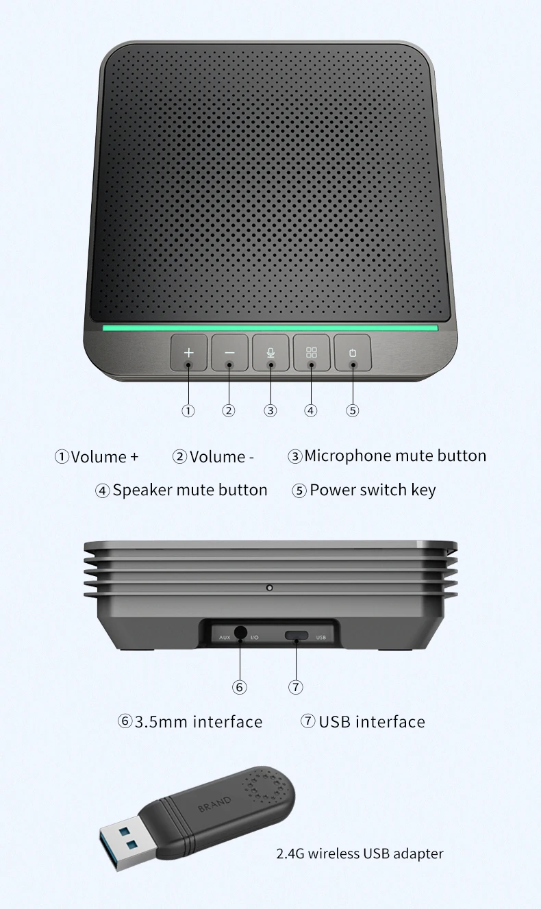 Настольный микрофон конференции громкой связи USB 2 4G беспроводной HSD-MC300W на конференциях