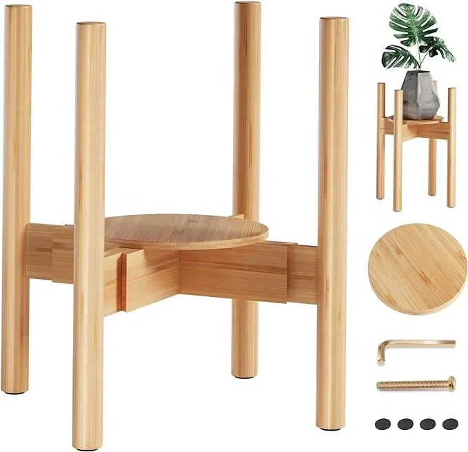 Modern Plant Stand  Adjustable Plant Stand  Bamboo Plant Stand with Trays For Home