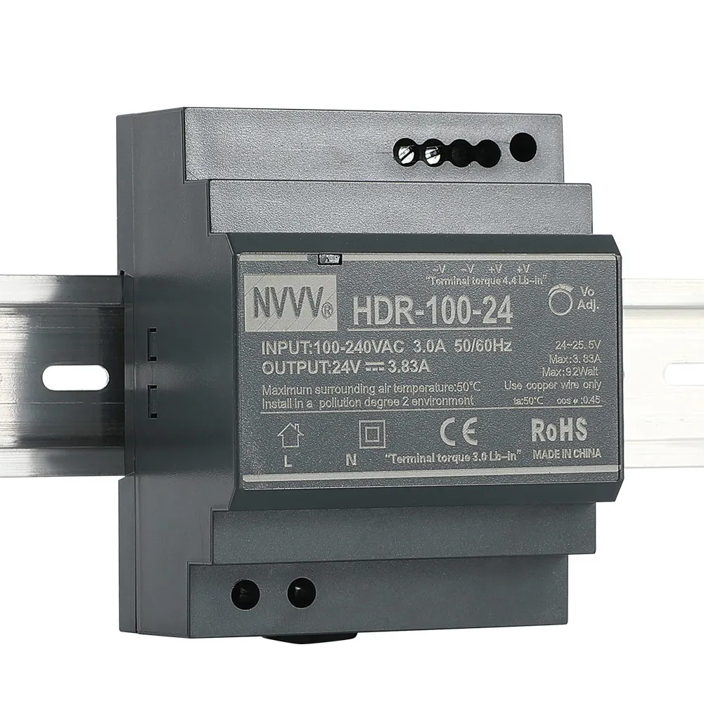 NVVV HDR-100-24 AC to DC 30W SMPS DIN Rail 24v 1.25A Industrial power supply Switching power supply