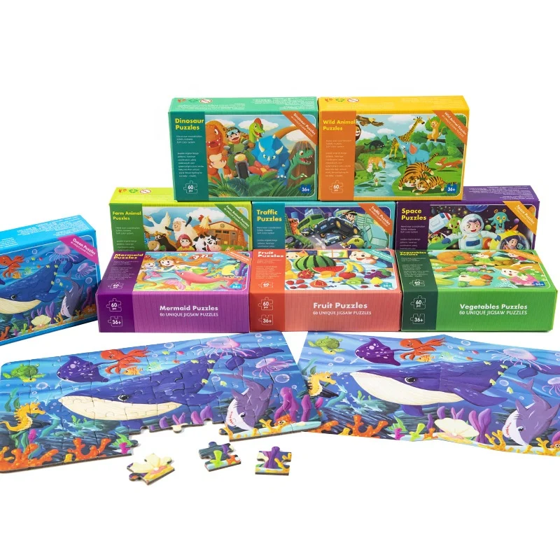 Portable Animal Pattern Small Kids Puzzle With Box