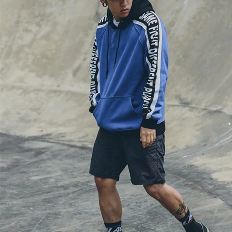 Chinese Clothing Manufacturers Custom Color Block Printing Streetwear Hoodies Wholesale Cotton Fleece Hoodies
