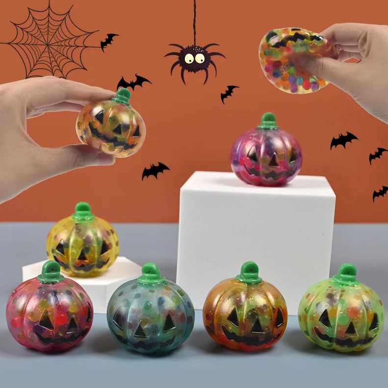 Wholesale Pumpkin Halloween Squeeze Stress Relief Water Beads Fidget Anxiety Toys For Kids and Adult