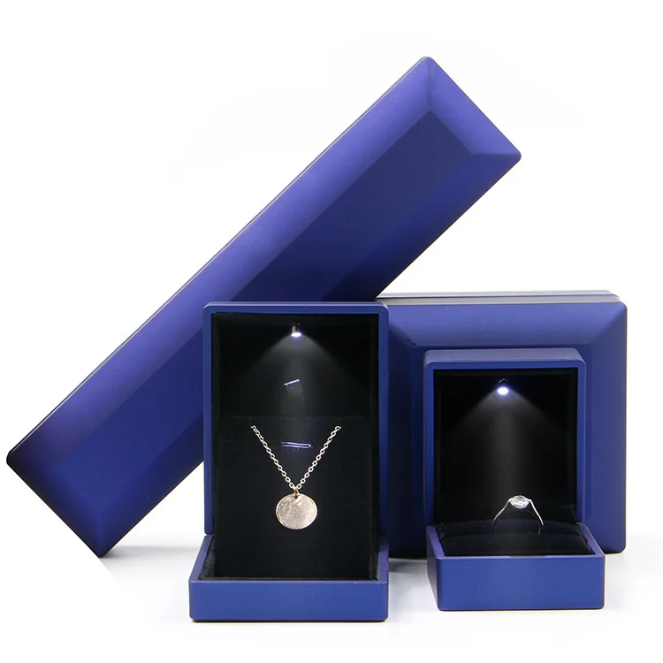 Hot Sale Light Ring Box Jewelry Storage Display Case Jewelry Box With Led Large Jewelry Gift Box Purple With Lights