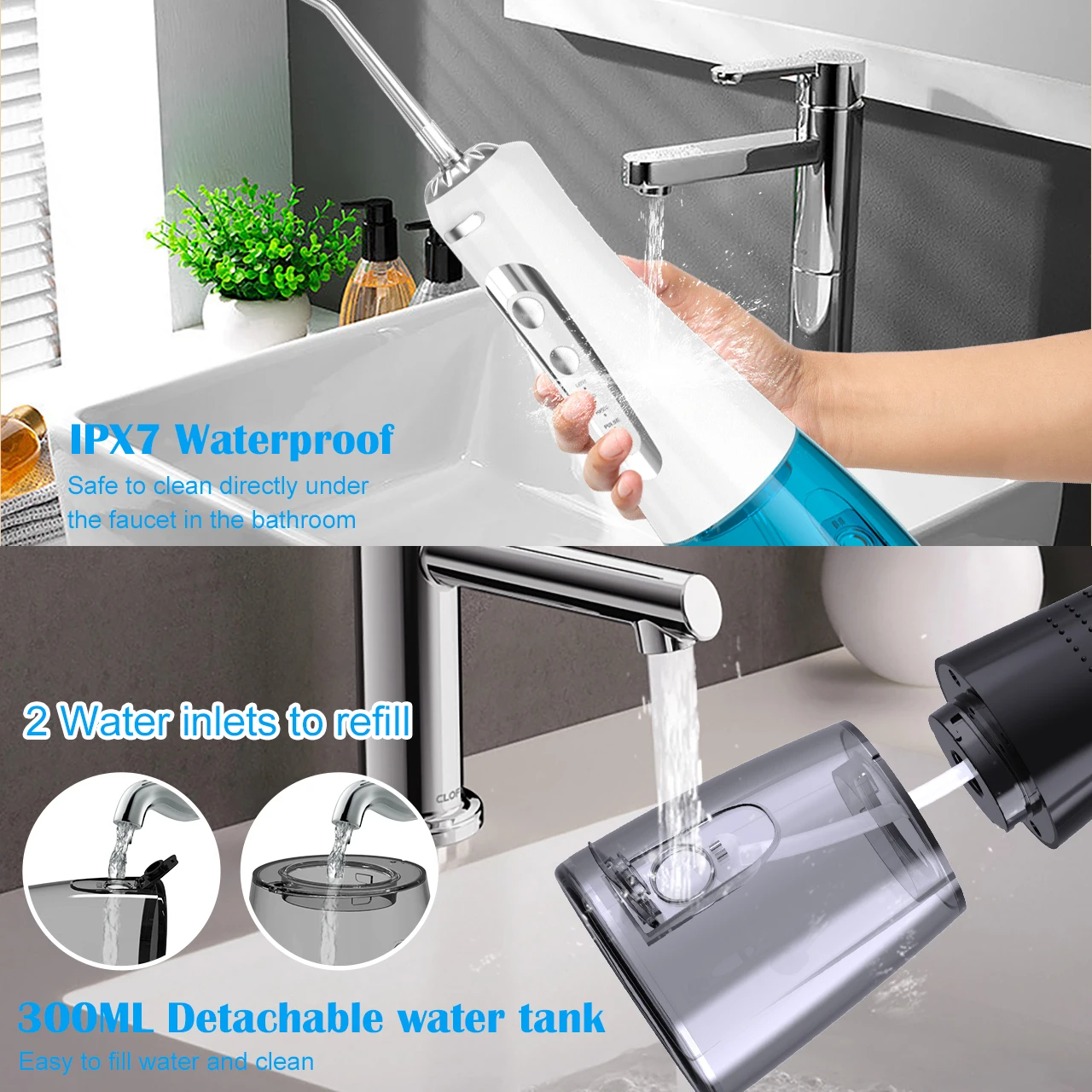 Baolijie GS106 300ML Best USB Chargeable Electric Water Flosser for Travel