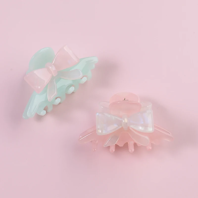 Midairy factory wholesale refreshing straw hat style bow hair claw clips for girls ladies hair accessories 60x32mm 4287