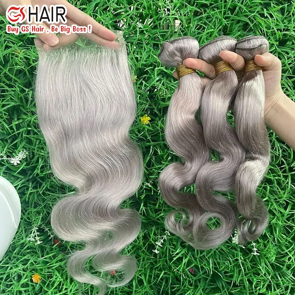 Wholesale  4x4 grey frontal closure 13*4 13*6 hair closures frontal and bundles Brazilian hair bundles and closure set suppliers