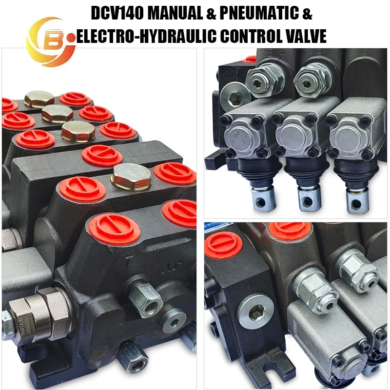 140L/M 3 Spool DCV40 Hydraulic Sectional Electric Pneumatic Control Valve with Hand Control