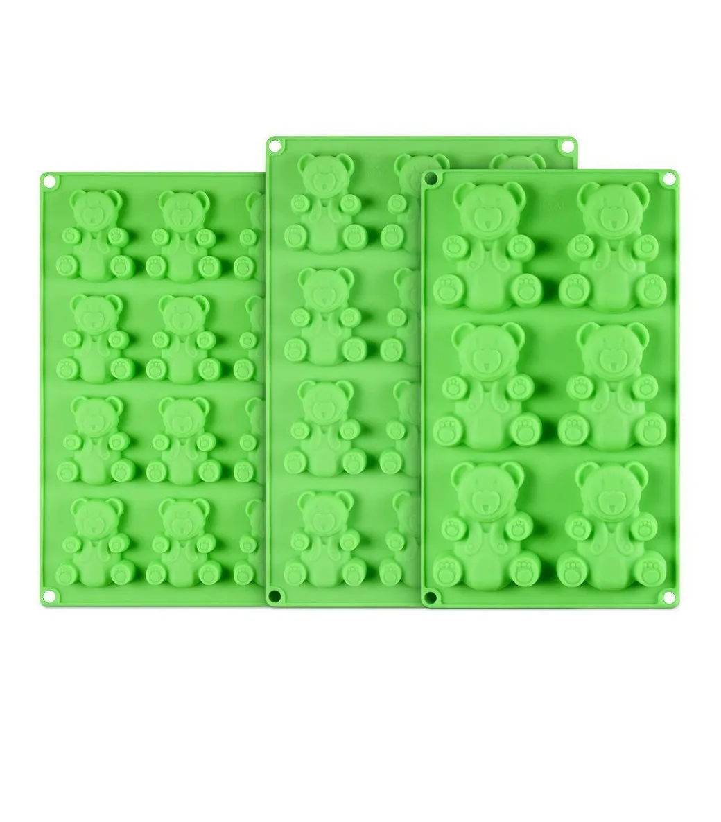 Non Stick 6/12/24 Cavities Large Gummy Bear Candy Mold Different Size Silicone Chocolate Bear Mold
