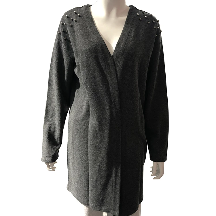 Jacket Female Women Beaded Coat Black Rivets Jacket Coat High-Quality Factory Customize Knit Cardigan