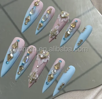 Matte Artificial Fingernails The Latest  Press On Nails Manicure False Nails with glue stickers For Girl