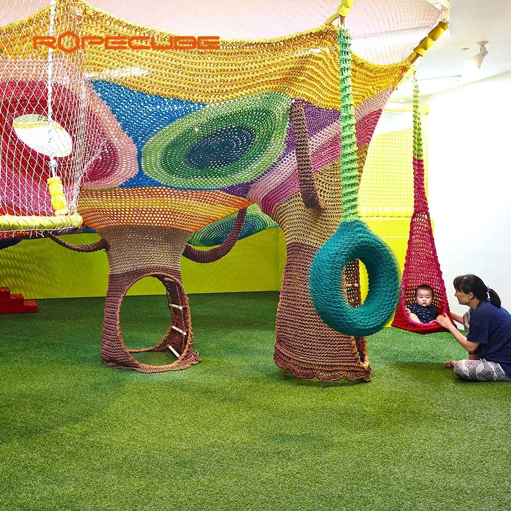 China manufacture kids Indoor playground equipment for climbing rope net tree playground