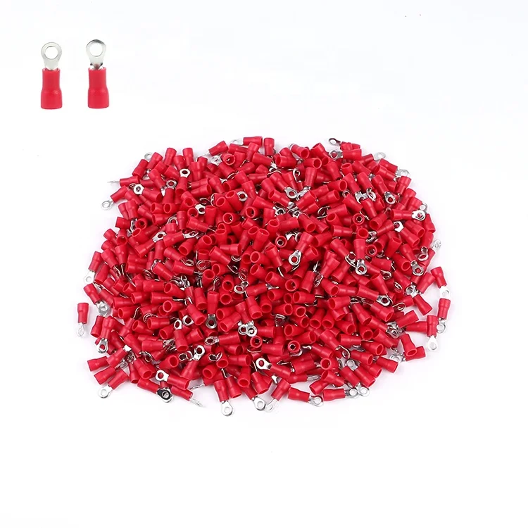 RV1.25-3.5L AWG6 0.5-1.5mm Electrical Insulated Round Tongue Spade Crimping Wire Tinned Copper Cable Lug Ring Terminal Connector